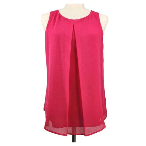 White House Black Market Dressy Tank Womens Size Small Pink Inverted Pleat Lined - Picture 1 of 12